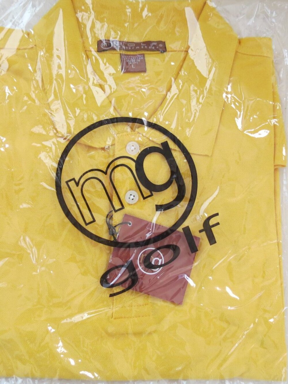 NWT Men's Golf Shirt, MG Golf, Large Bright Lemon Yellow